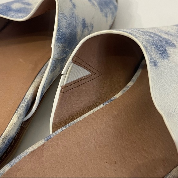 J. Jill Maya Leather Blue & White Cloudlike Pattern Upper w/ Foam Insole Slides - Picture 8 of 15